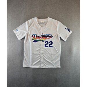 LA Dodgers Baseball Jersey Mens XL White 2022 Pride Night Rainbow Logo 22